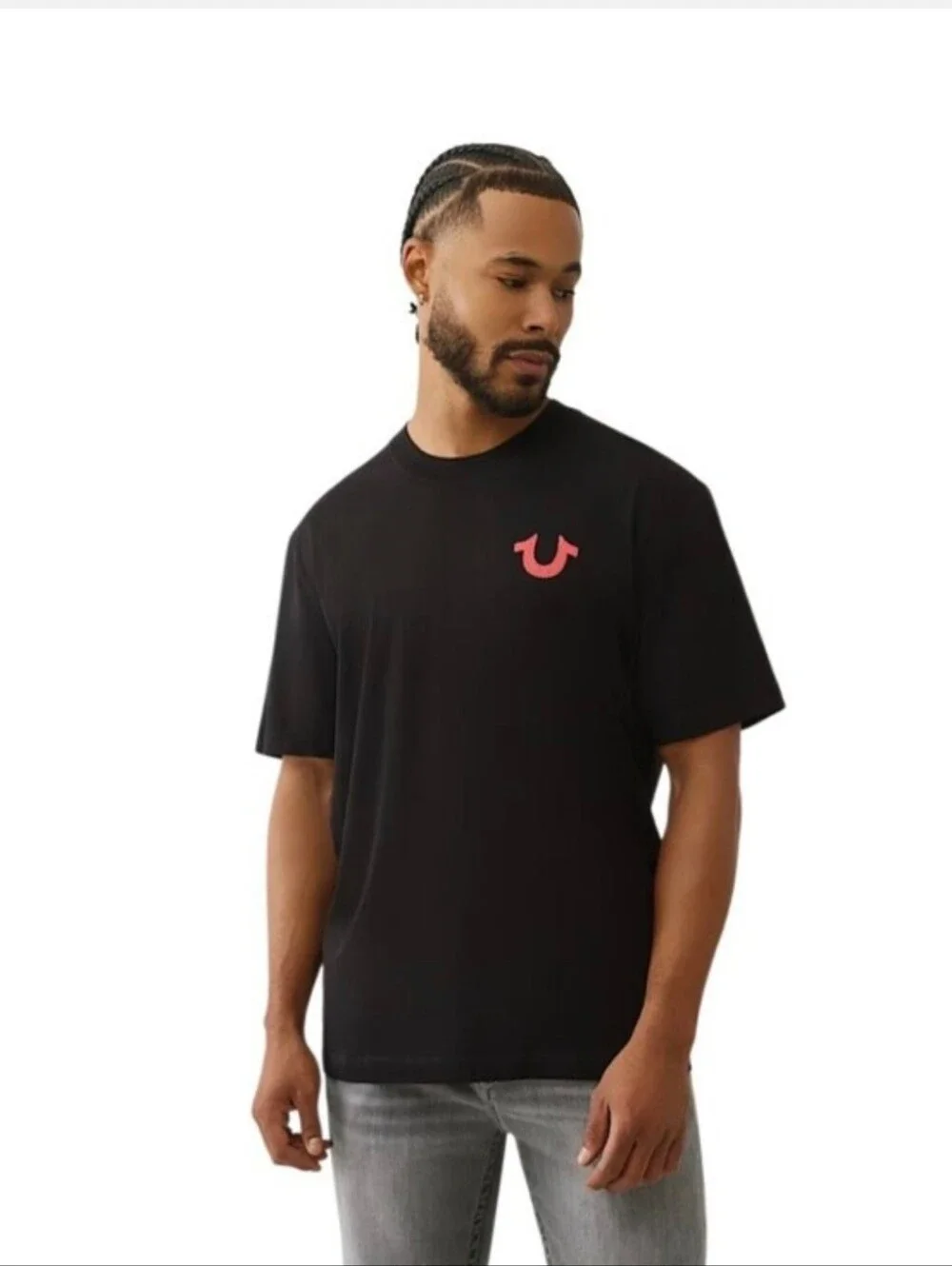 True Religion Men's Black Graphic Logo Tee